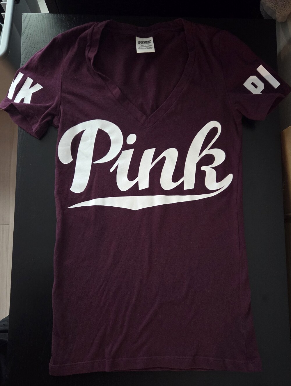 PINK Victoria's Secret Crew Tee in Burgundy